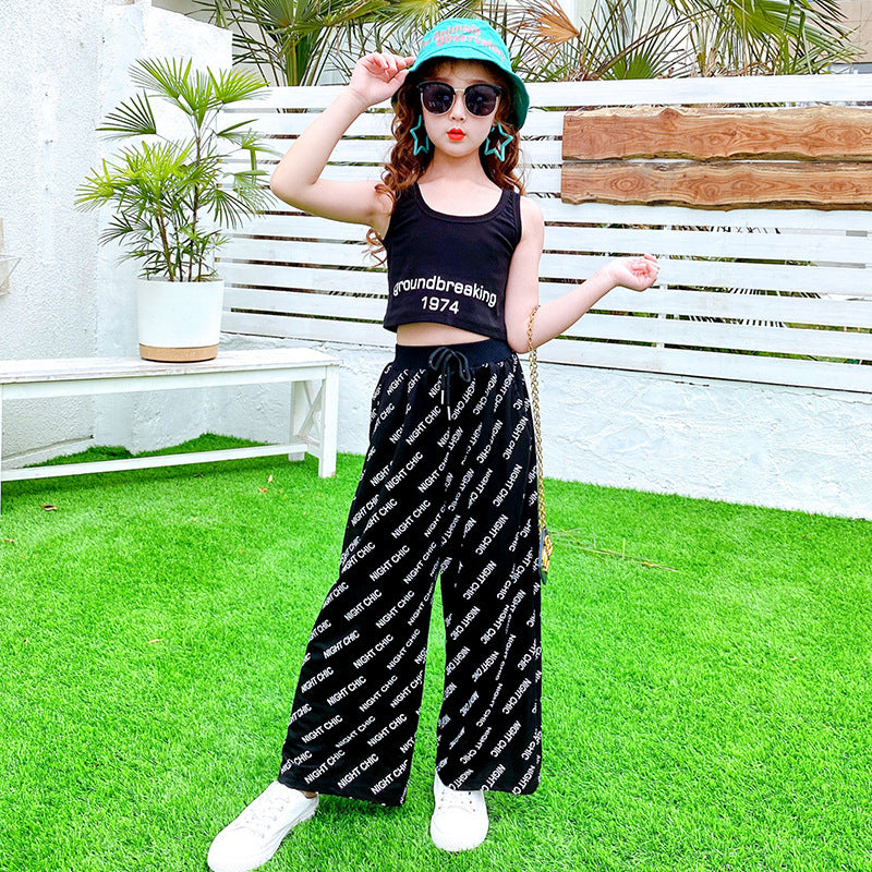 Casual Drape Straight Loose Loose Summer Children's Western Style Wide-leg Pants Suit