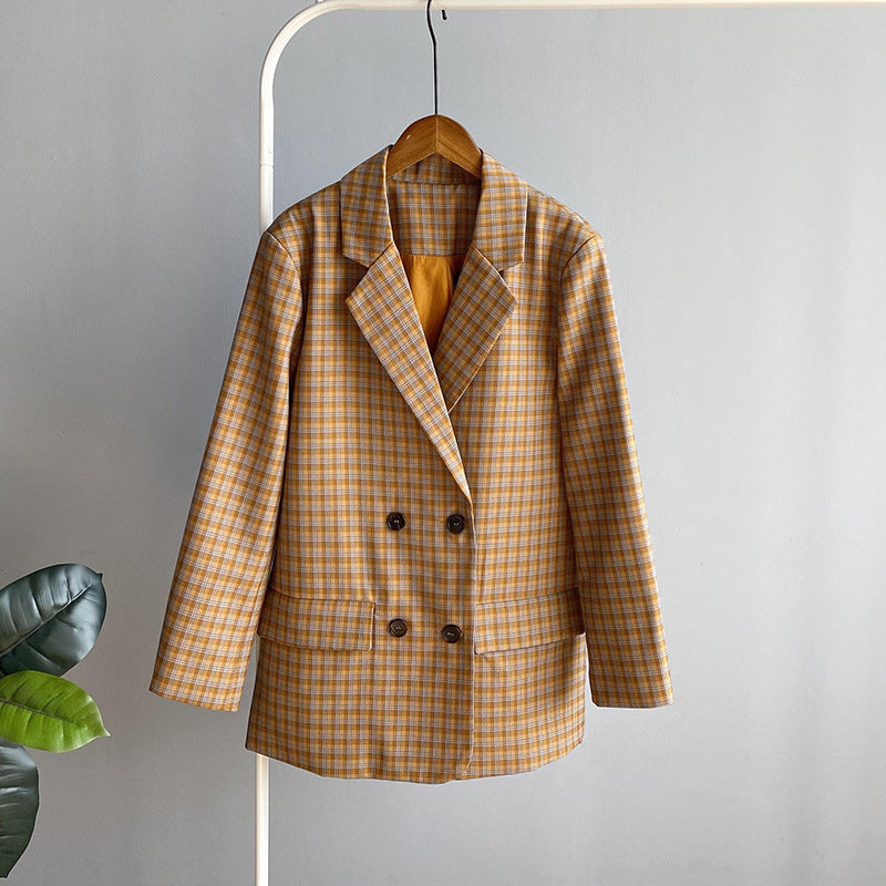 Spring Retro Checkered Women'S Suit