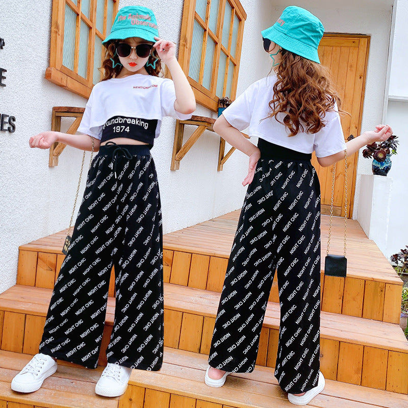 Casual Drape Straight Loose Loose Summer Children's Western Style Wide-leg Pants Suit