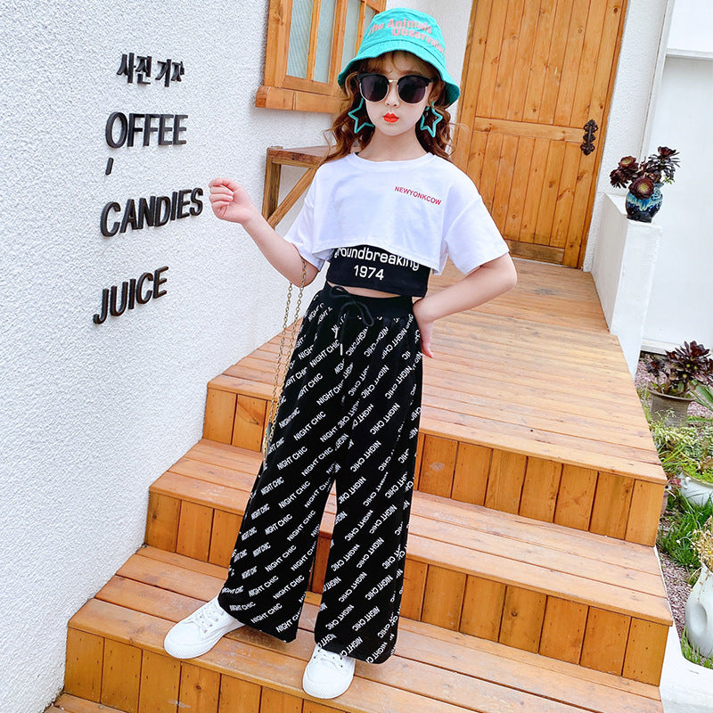 Casual Drape Straight Loose Loose Summer Children's Western Style Wide-leg Pants Suit