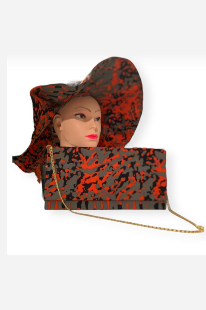 Ensemble pochette et chapeau en Wax