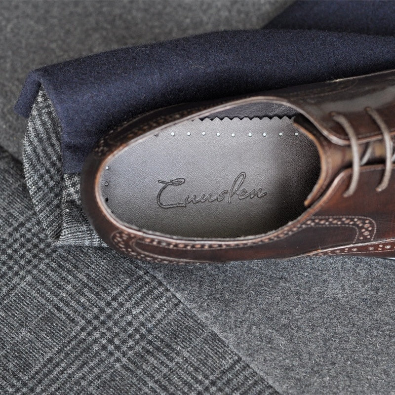 Handmade Genuine Leather Men's Pointed Toe Business Formal Wear Leather Shoes - ADJOVIMARK