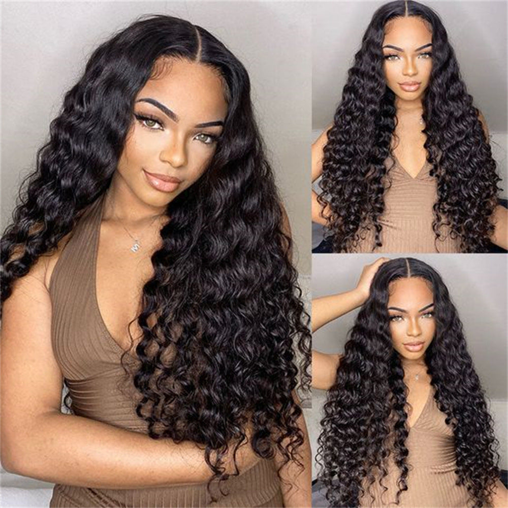 Real Person Wig 13 4 Lace Deep Rolled Wavy Human Hair Wig Natural Hair - ADJOVIMARK