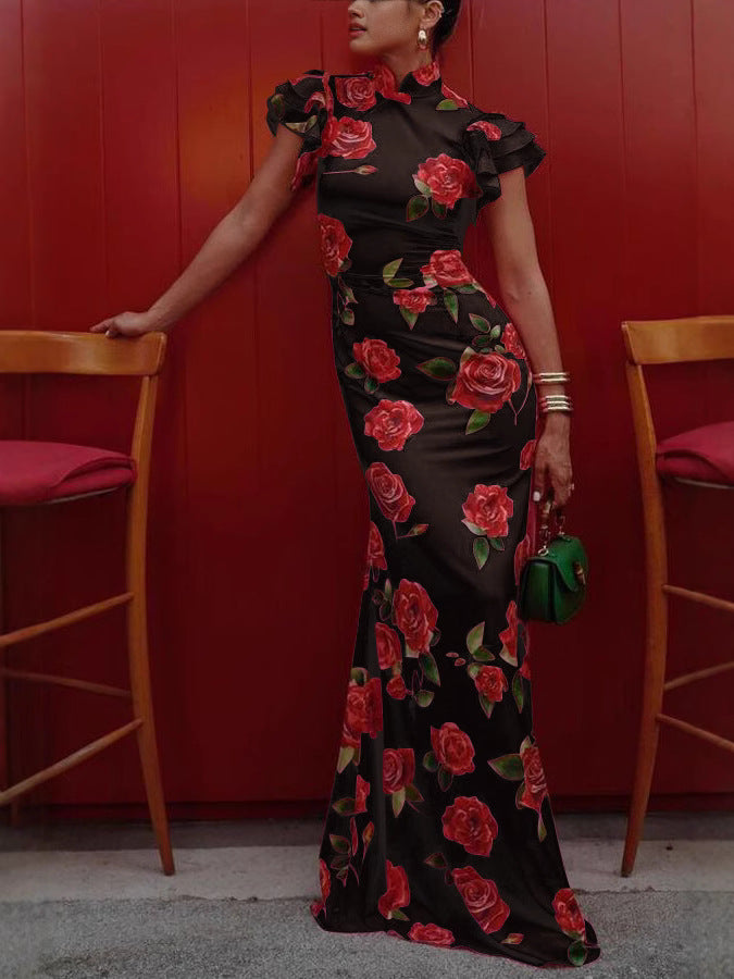 European And American Sleeveless Casual Printed Dress New Chinese Cheongsam - ADJOVIMARK