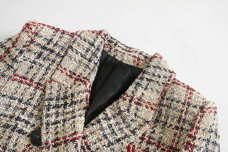 Plaid texture blazer women's clothing - ADJOVIMARK
