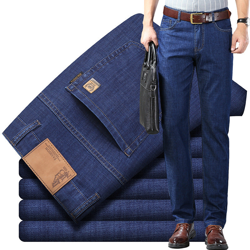 Thin Summer Cotton Elastic Ice Silk Quality Mid-high Waist Jeans - ADJOVIMARK