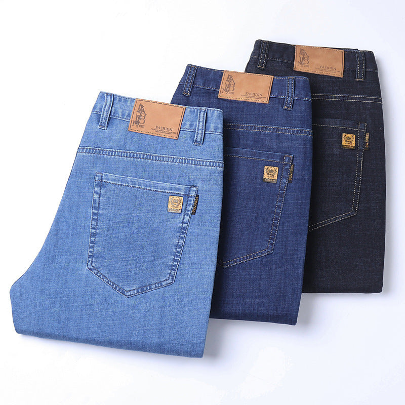 Thin Summer Cotton Elastic Ice Silk Quality Mid-high Waist Jeans - ADJOVIMARK