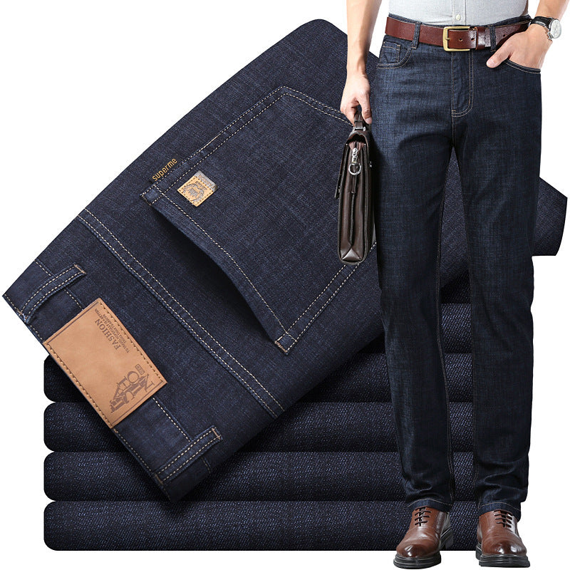 Thin Summer Cotton Elastic Ice Silk Quality Mid-high Waist Jeans - ADJOVIMARK