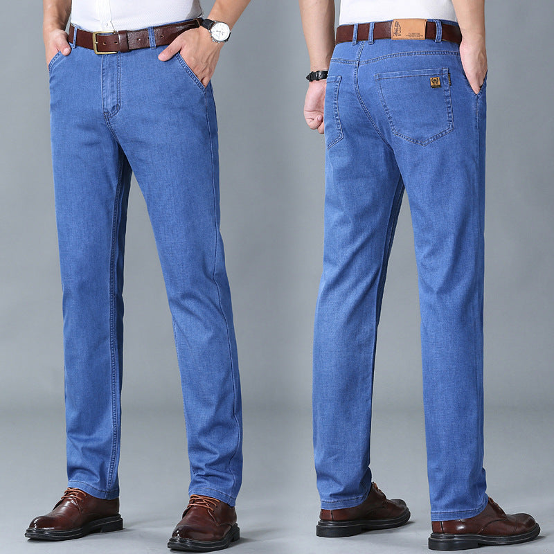 Thin Summer Cotton Elastic Ice Silk Quality Mid-high Waist Jeans - ADJOVIMARK