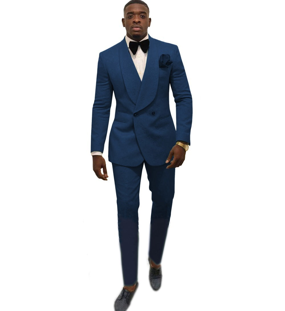Men's Fashion Solid Color Suit Top Pants Set - ADJOVIMARK