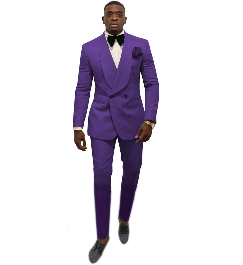 Men's Fashion Solid Color Suit Top Pants Set - ADJOVIMARK