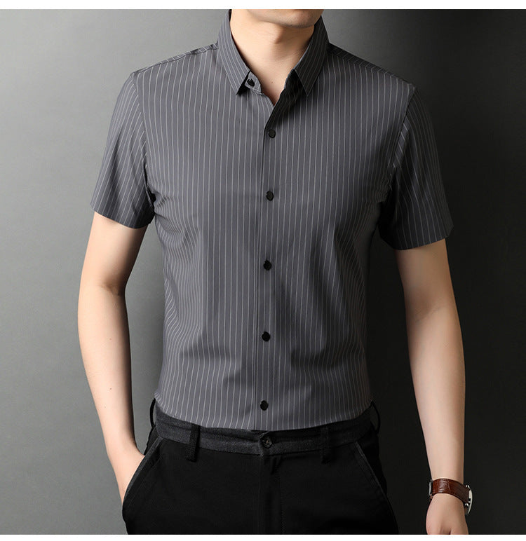 Middle-aged Short Sleeve Business Shirt With Lapel - ADJOVIMARK