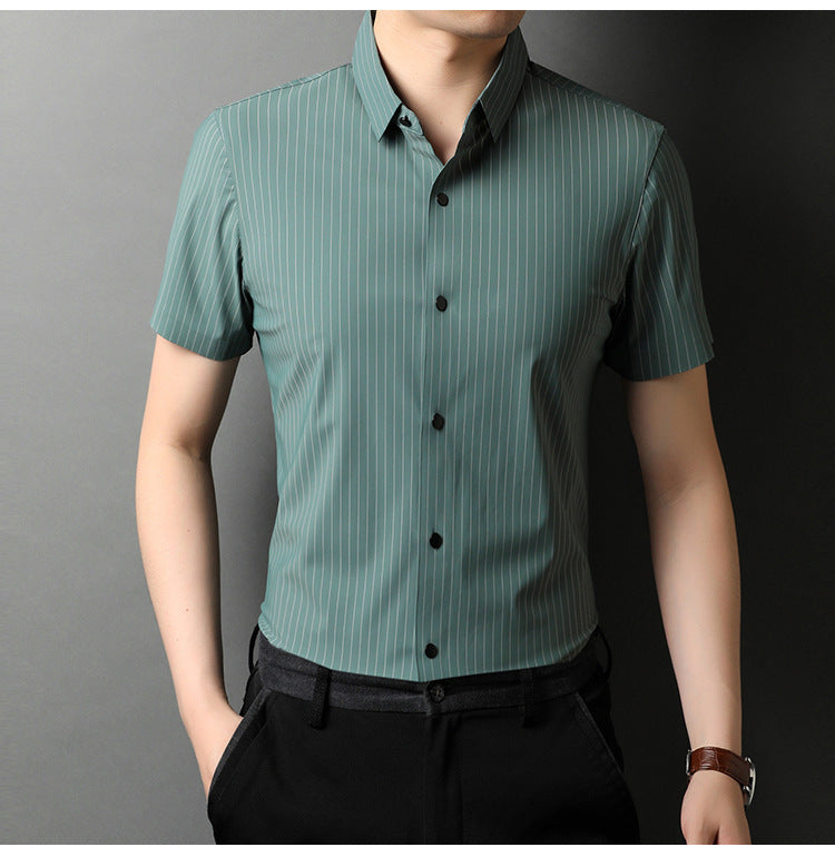 Middle-aged Short Sleeve Business Shirt With Lapel - ADJOVIMARK