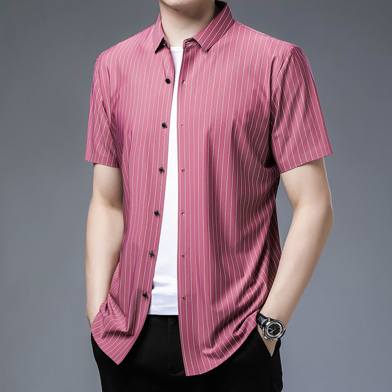 Middle-aged Short Sleeve Business Shirt With Lapel - ADJOVIMARK