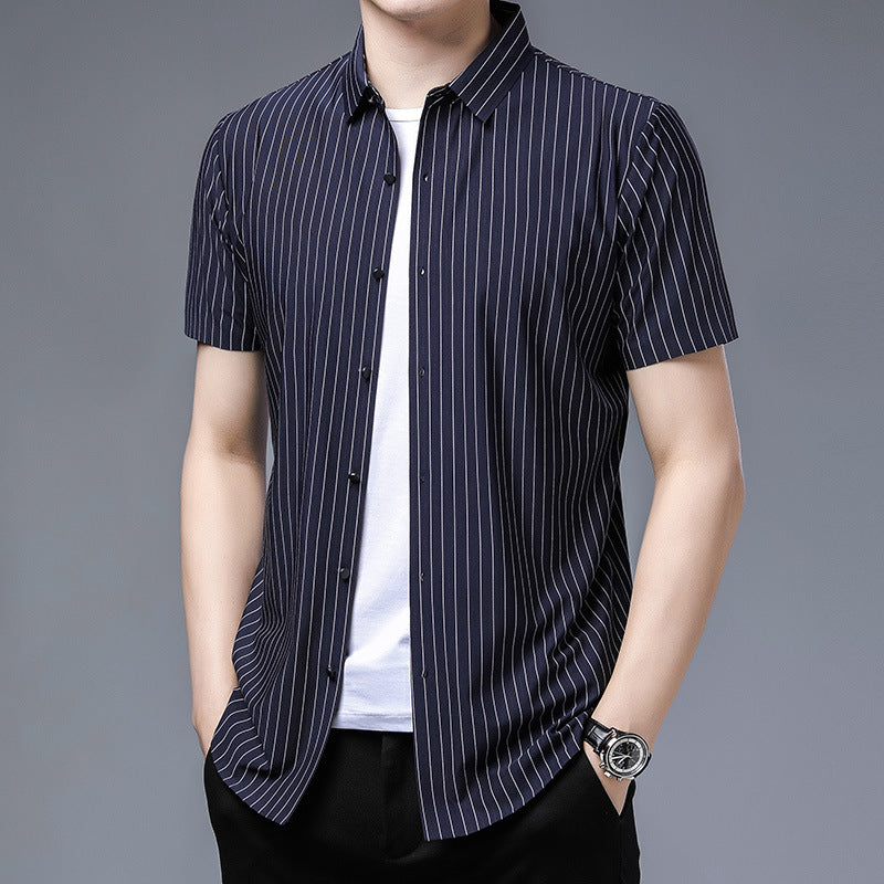 Middle-aged Short Sleeve Business Shirt With Lapel - ADJOVIMARK
