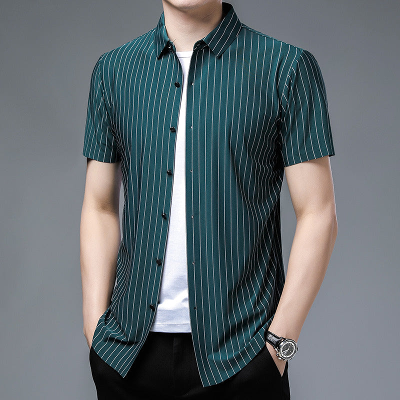 Middle-aged Short Sleeve Business Shirt With Lapel - ADJOVIMARK
