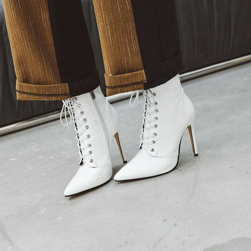 Patent leather high heel red female boots - ADJOVIMARK