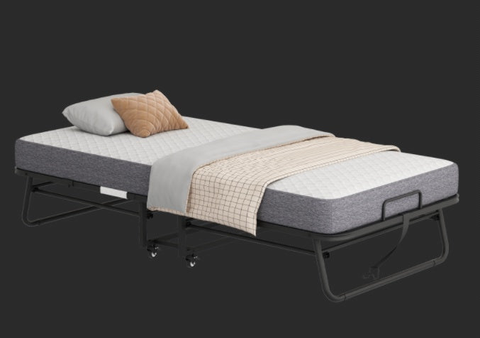 Folding Bed With Mattress Foam Mattress All Steel Pipe Frame - ADJOVIMARK