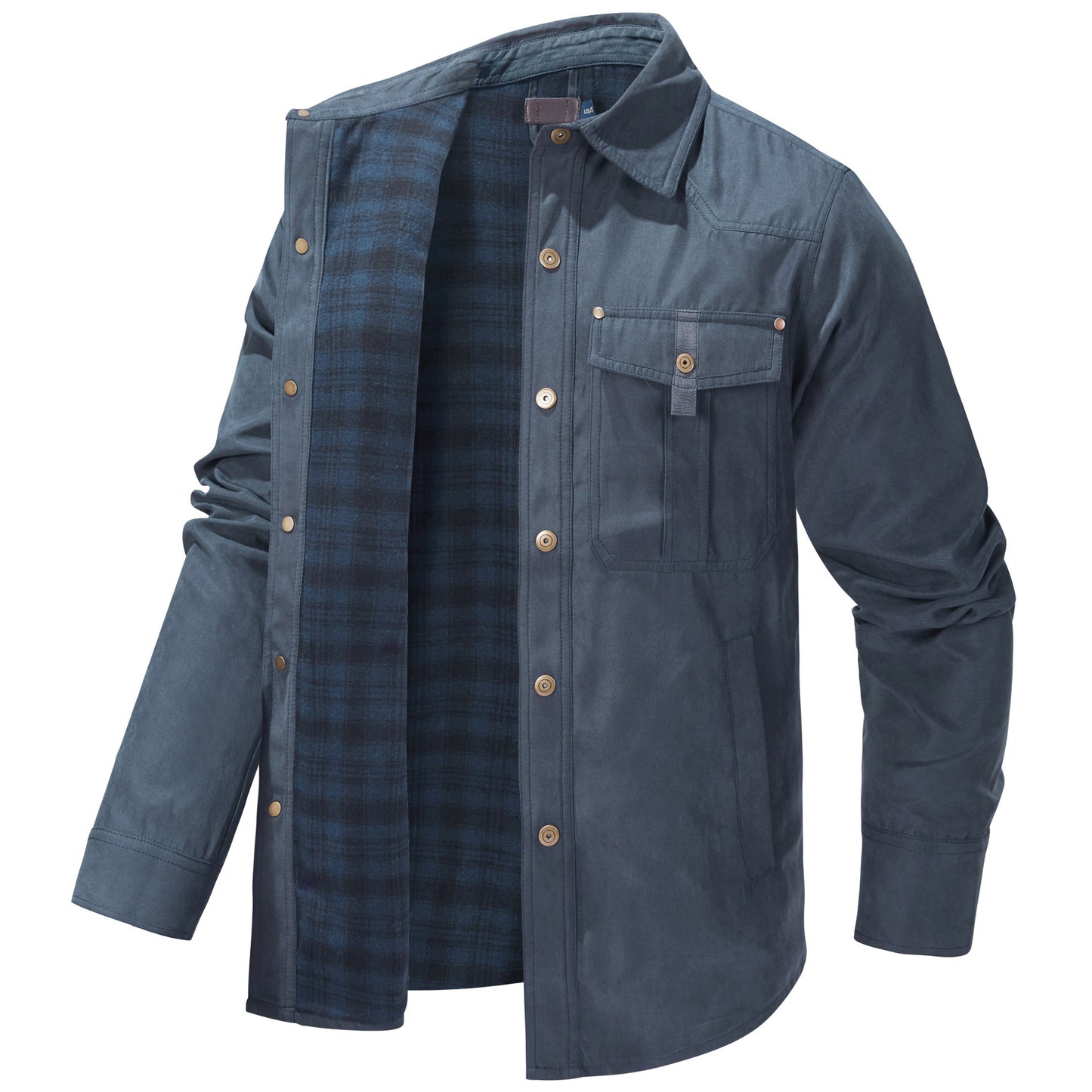 Lapel Plaid Flannel Casual Coat - ADJOVIMARK
