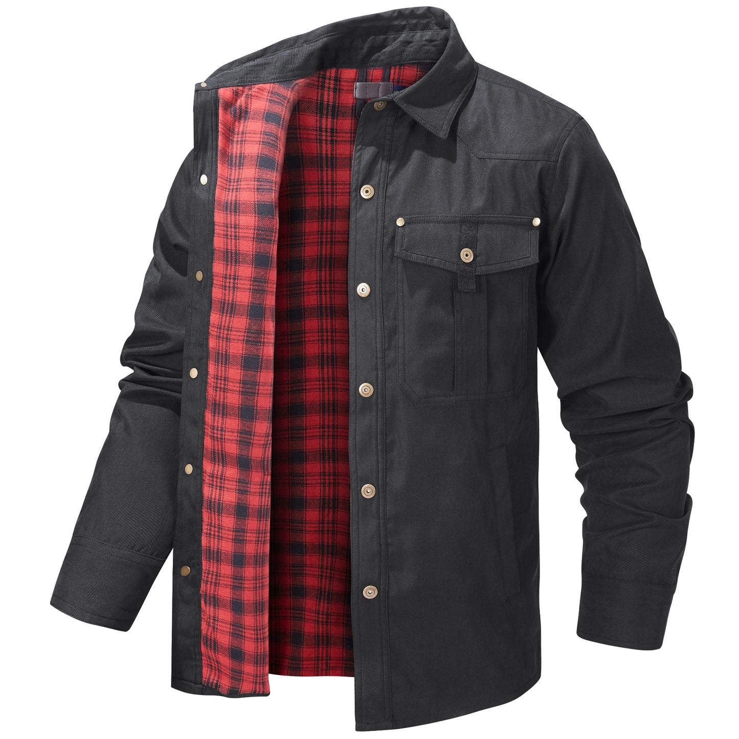 Lapel Plaid Flannel Casual Coat - ADJOVIMARK