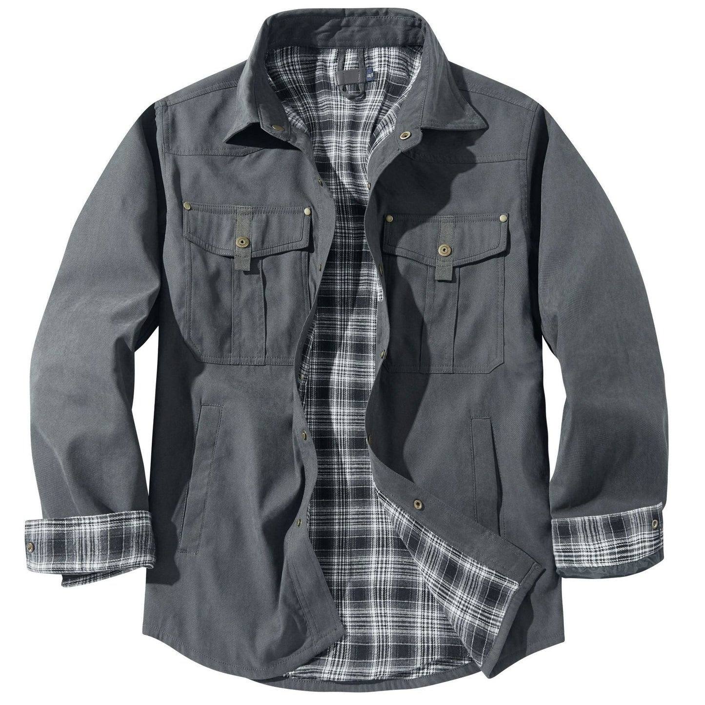 Lapel Plaid Flannel Casual Coat - ADJOVIMARK