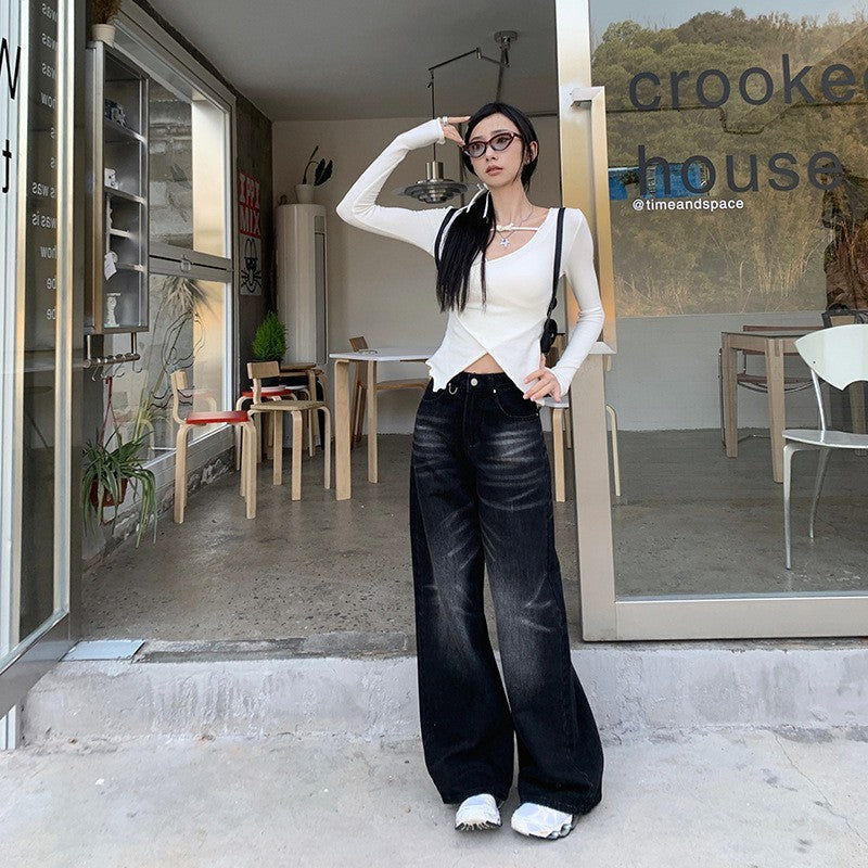 Washed All-match Loose Wide Leg Mop - ADJOVIMARK