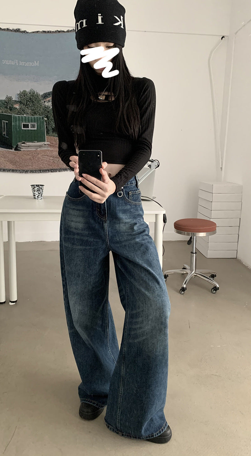 Washed All-match Loose Wide Leg Mop - ADJOVIMARK