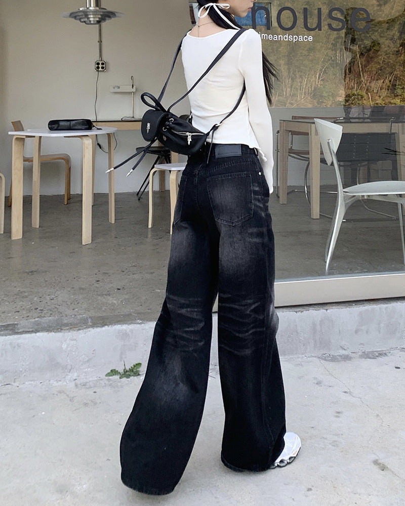 Washed All-match Loose Wide Leg Mop - ADJOVIMARK