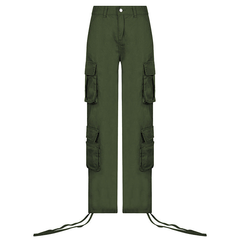 Women's Multi-Pocket Low Rise Cargo Straight Pants - ADJOVIMARK