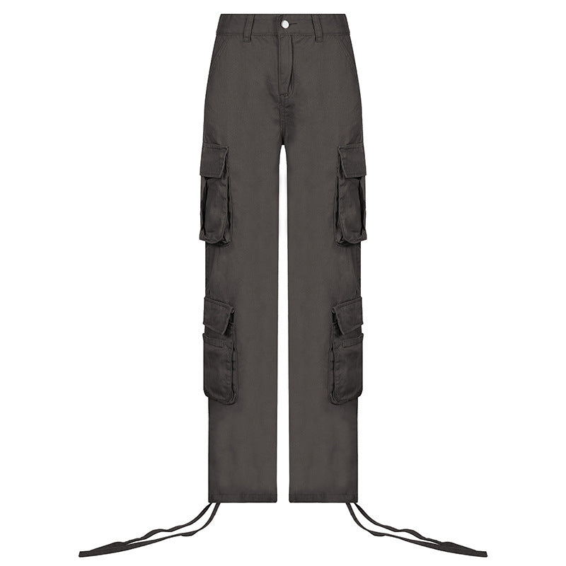 Women's Multi-Pocket Low Rise Cargo Straight Pants - ADJOVIMARK