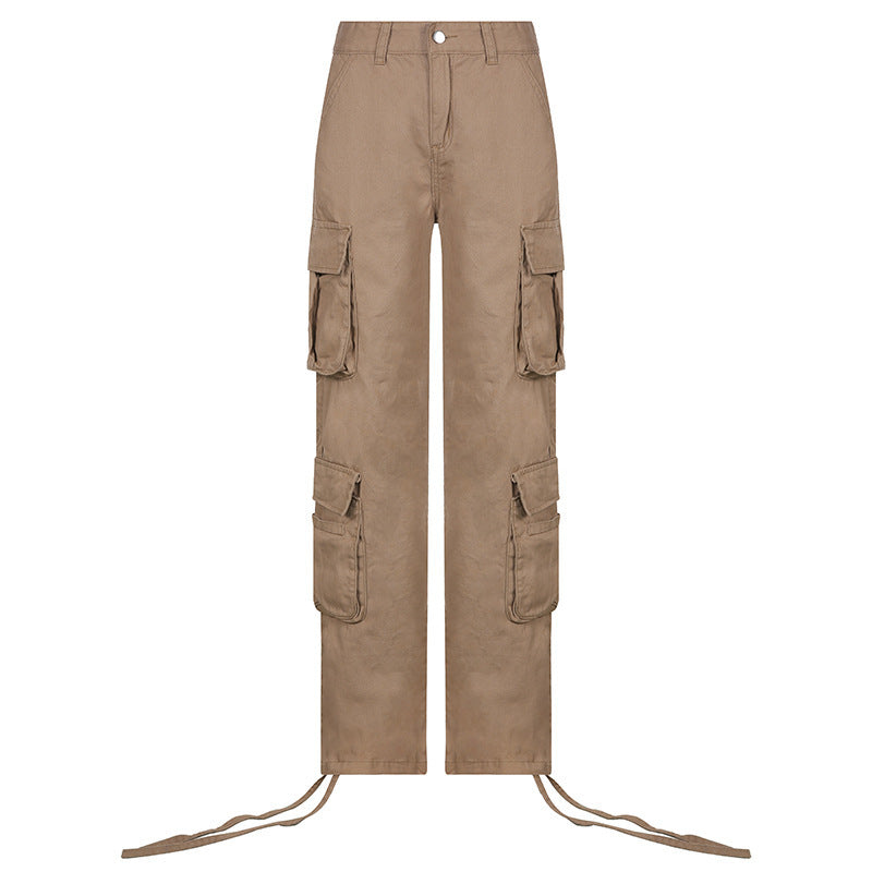 Women's Multi-Pocket Low Rise Cargo Straight Pants - ADJOVIMARK