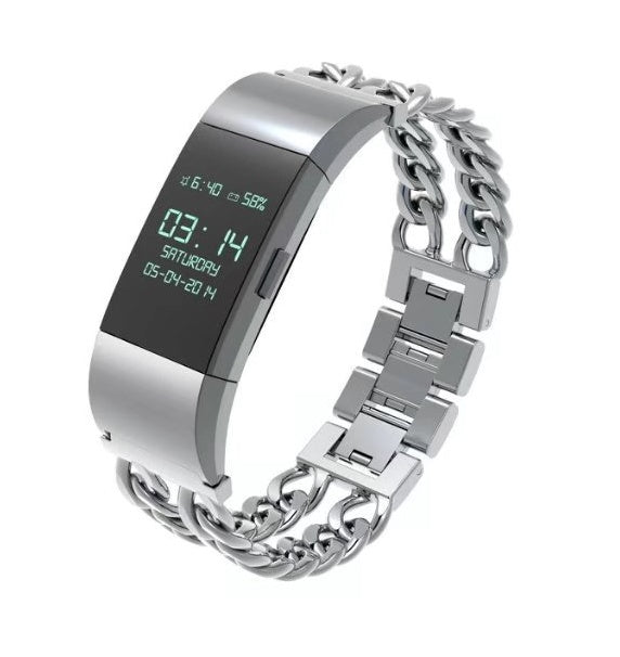 Stainless Steel Double Chain Fitbit Charge 2 Strap - ADJOVIMARK