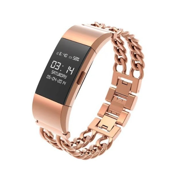 Stainless Steel Double Chain Fitbit Charge 2 Strap - ADJOVIMARK