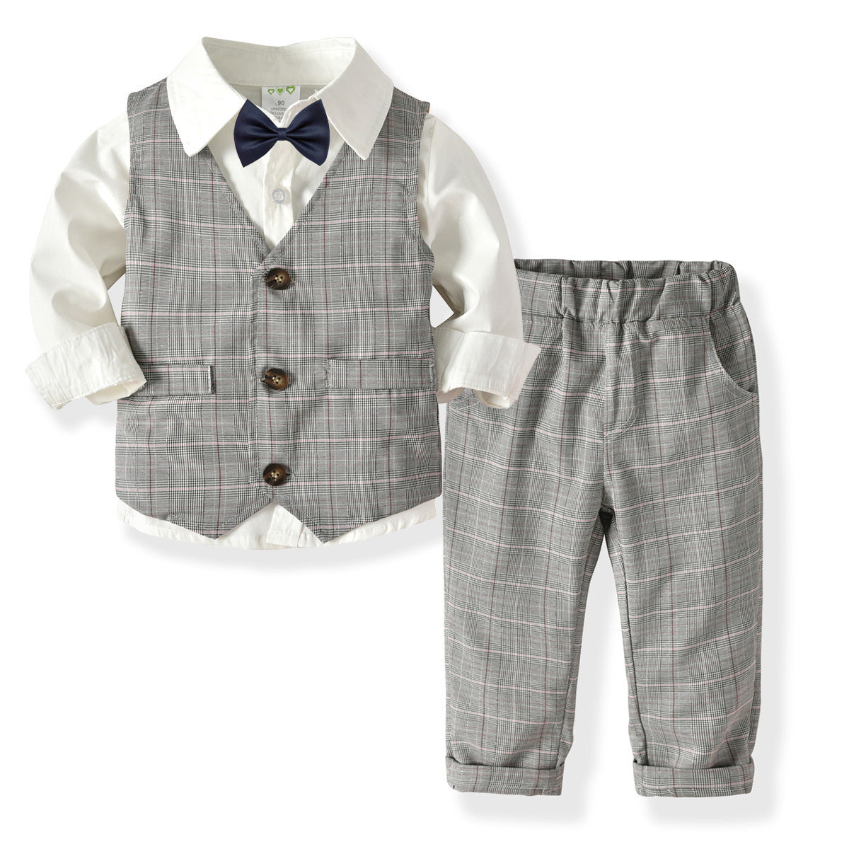 Boys Double Waistcoat Trousers Gentleman Bow Tie Suit - ADJOVIMARK