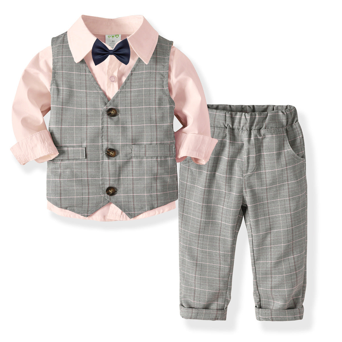 Boys Double Waistcoat Trousers Gentleman Bow Tie Suit - ADJOVIMARK