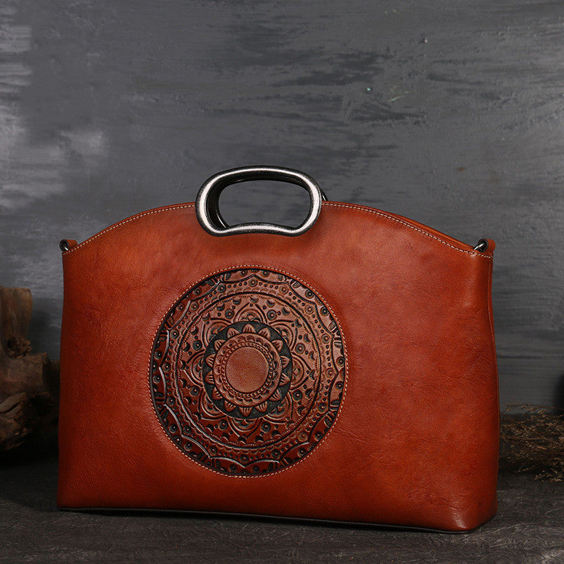 Women's Handbag Top Layer Cowhide Retro One-shoulder Diagonal Handbag - ADJOVIMARK