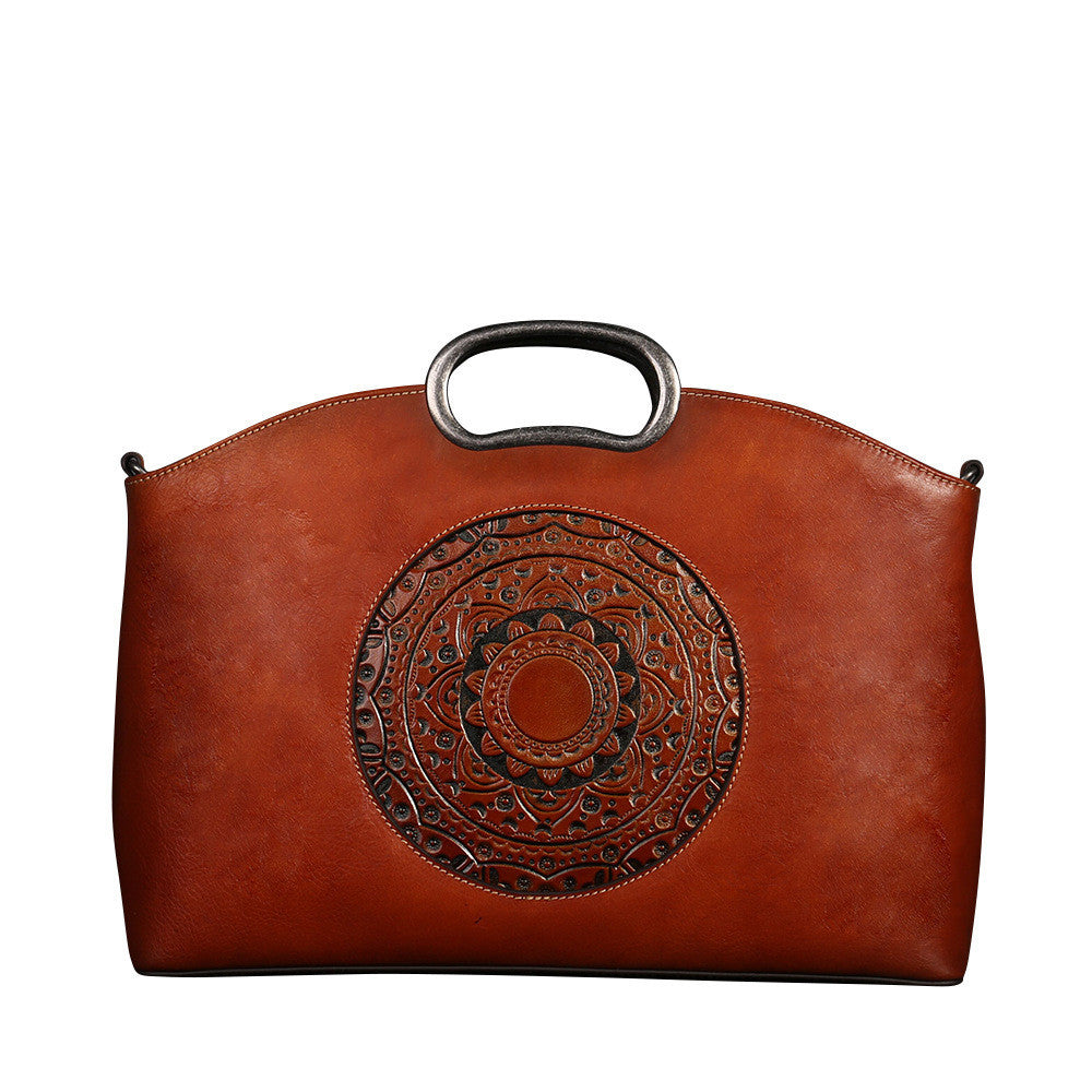 Women's Handbag Top Layer Cowhide Retro One-shoulder Diagonal Handbag - ADJOVIMARK