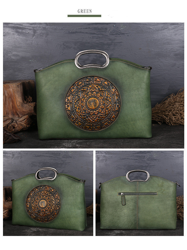 Women's Handbag Top Layer Cowhide Retro One-shoulder Diagonal Handbag - ADJOVIMARK