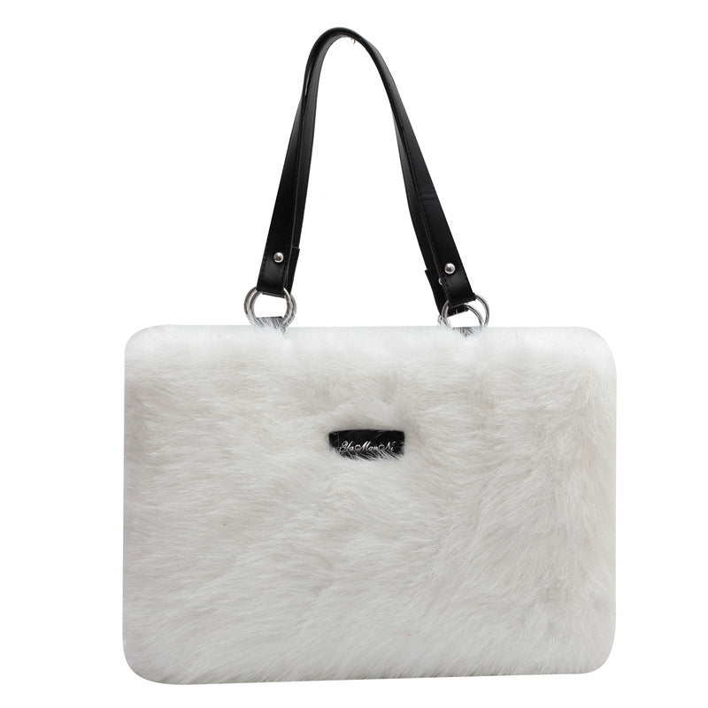 Winter Plush Bags Women Flowers Shoulder Bag Handbag - ADJOVIMARK