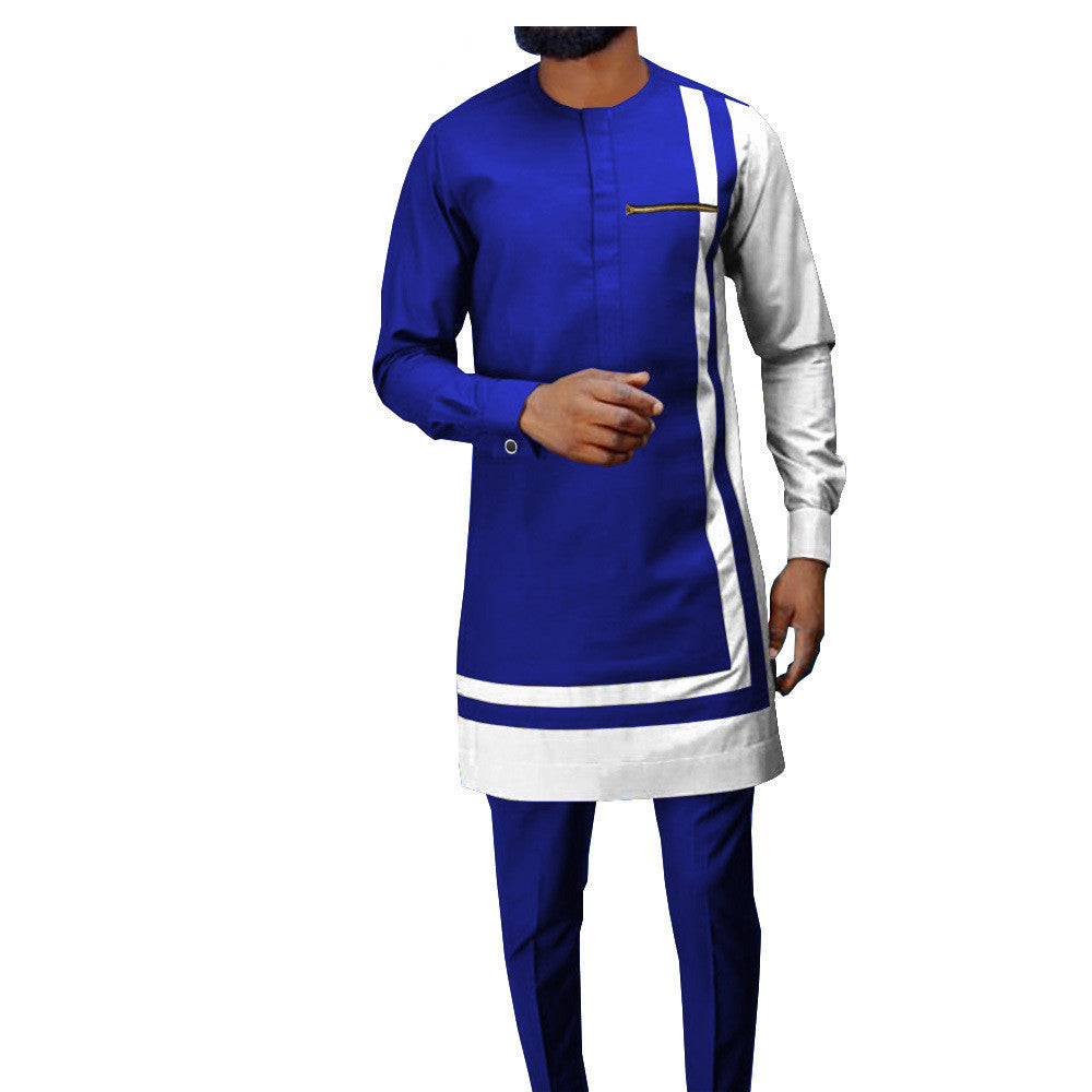 African Ethnic Printing Batik Cotton Men's Casual Suit - ADJOVIMARK