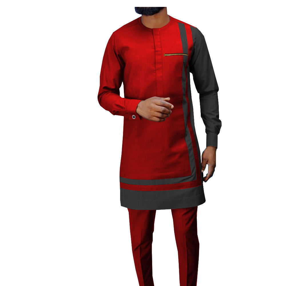African Ethnic Printing Batik Cotton Men's Casual Suit - ADJOVIMARK