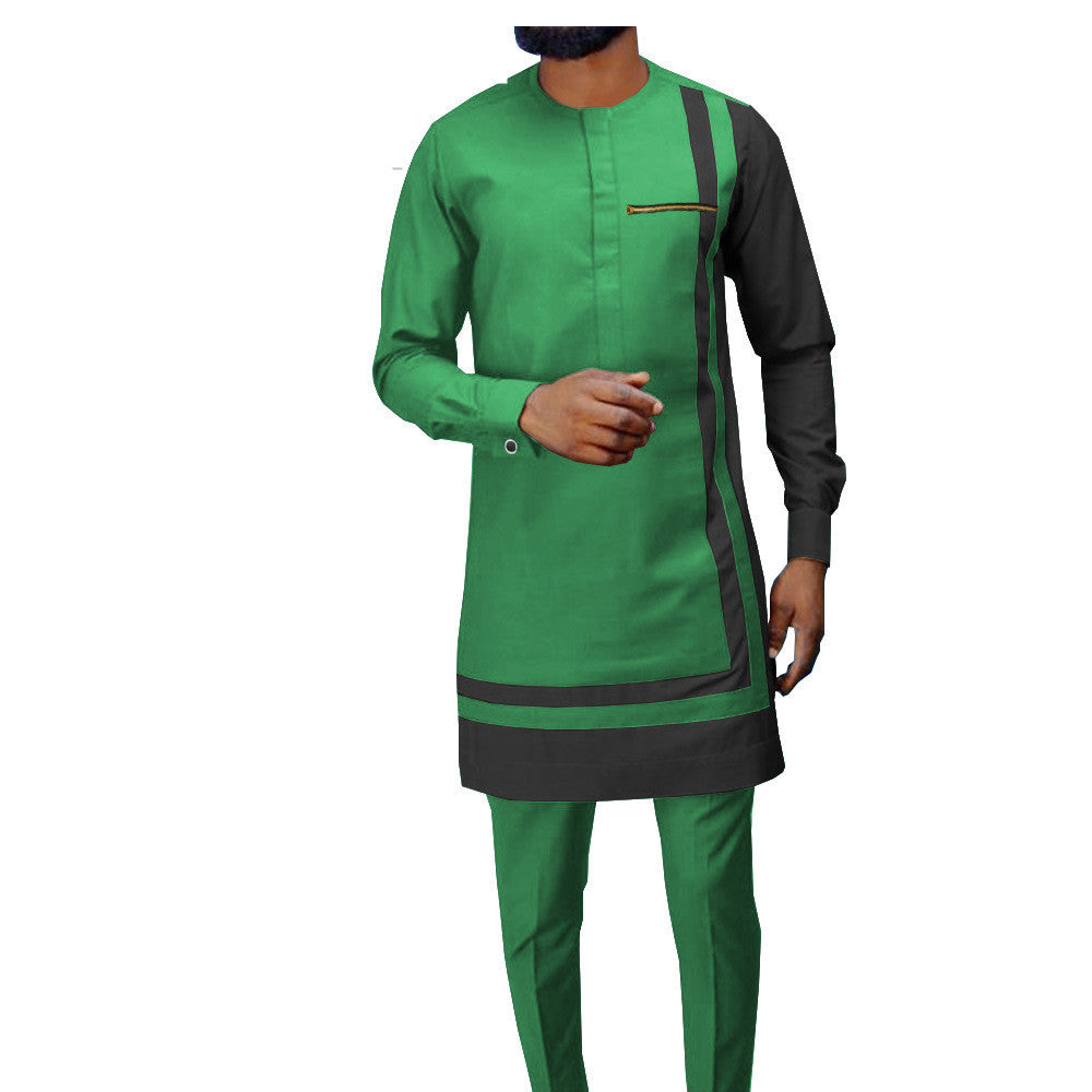 African Ethnic Printing Batik Cotton Men's Casual Suit - ADJOVIMARK