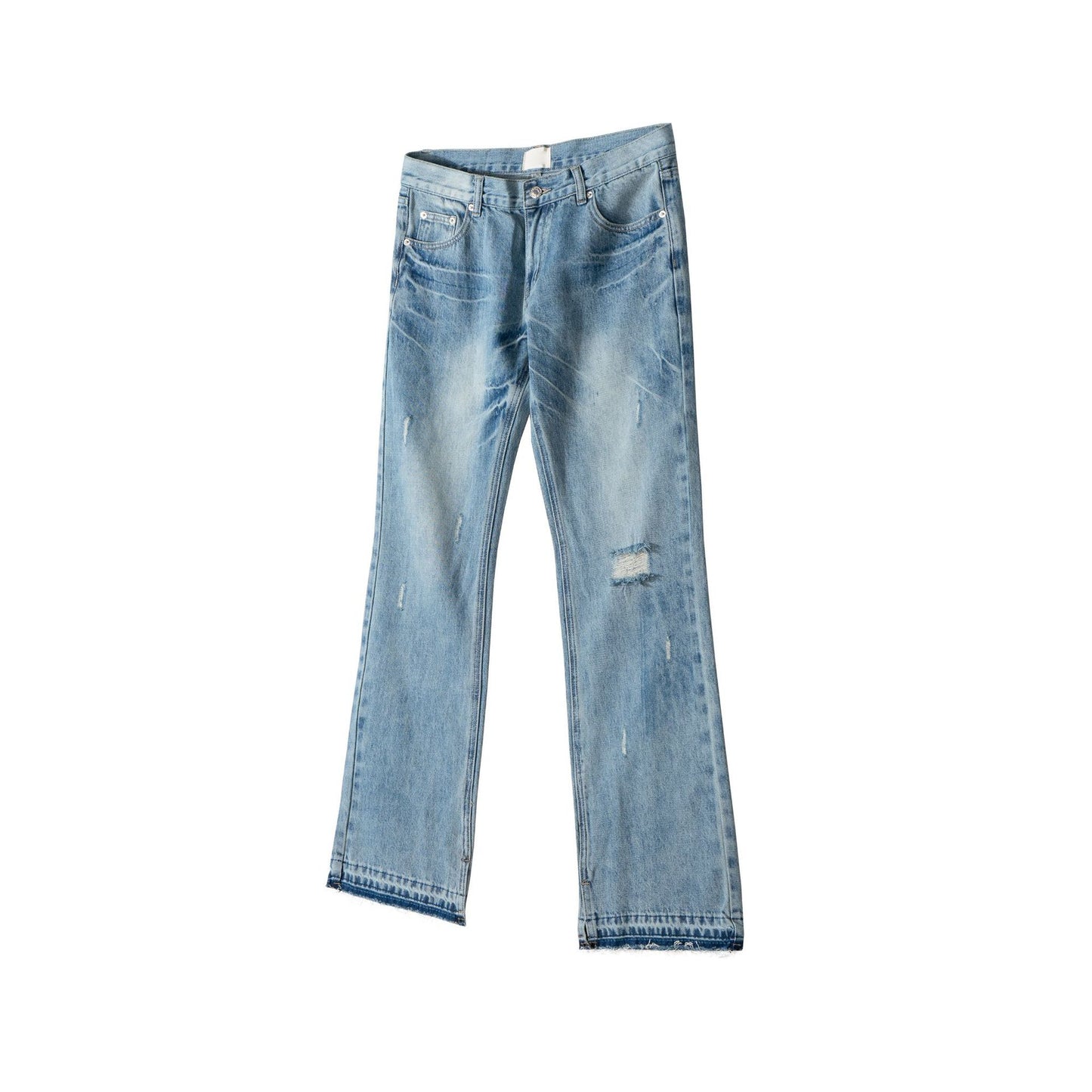 Paris Style Bootleg Pants RO Style Lightning Pattern Washed Split Jeans - ADJOVIMARK