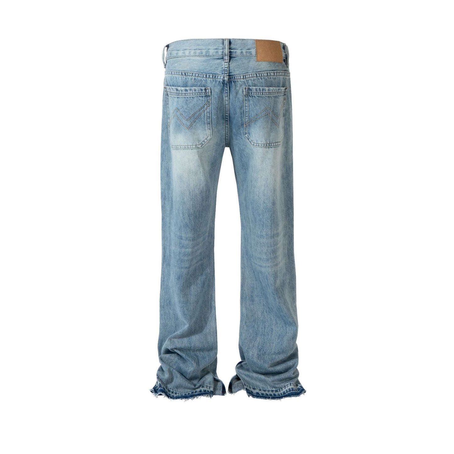 Paris Style Bootleg Pants RO Style Lightning Pattern Washed Split Jeans - ADJOVIMARK