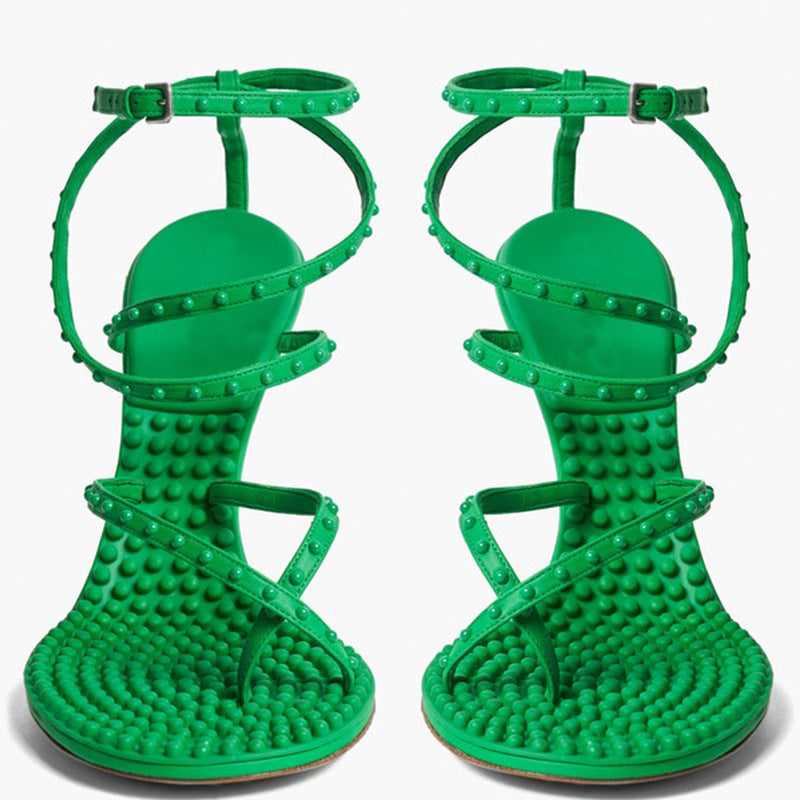 Green Stiletto Heels Size Size Flip Flop Sandals - ADJOVIMARK