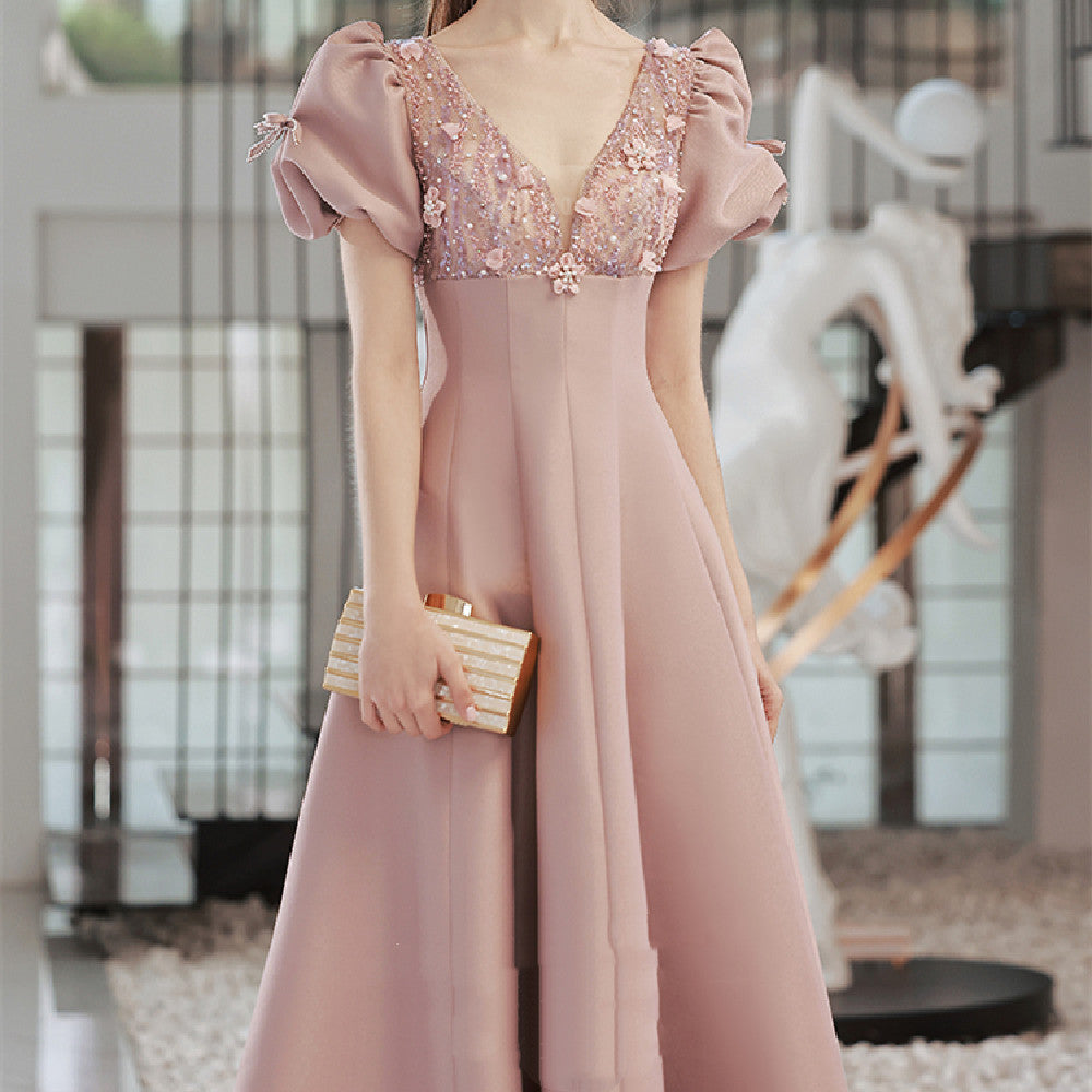 Women's Fashion Bubble Sleeve Dress - ADJOVIMARK