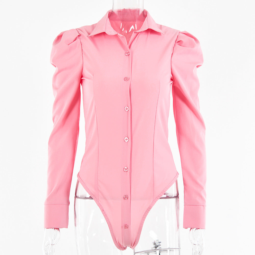 Commuter Solid Color Fashion Shirt Bodysuit - ADJOVIMARK