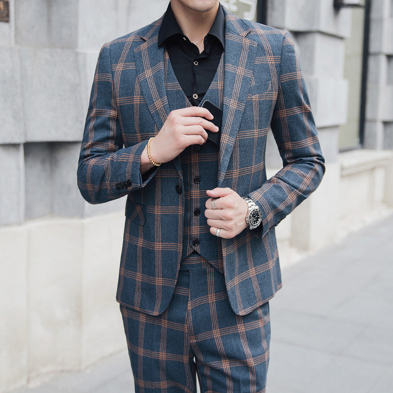 Spring men's new plaid trendy plus size suit - ADJOVIMARK