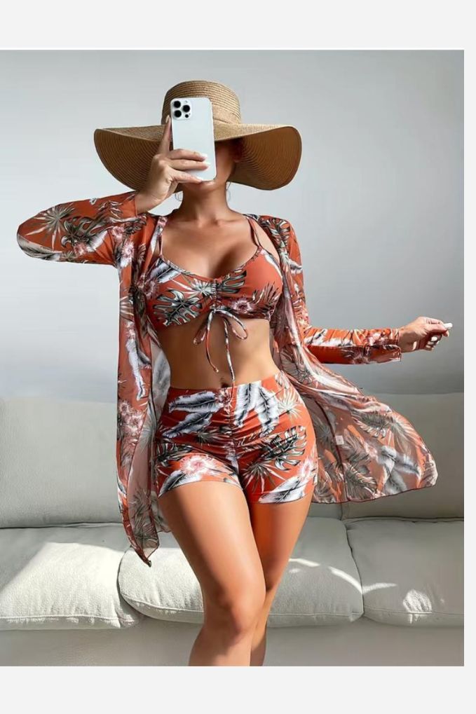 Ensemble bikini 3 pièces à imprimé géométrique - ADJOVIMARK
