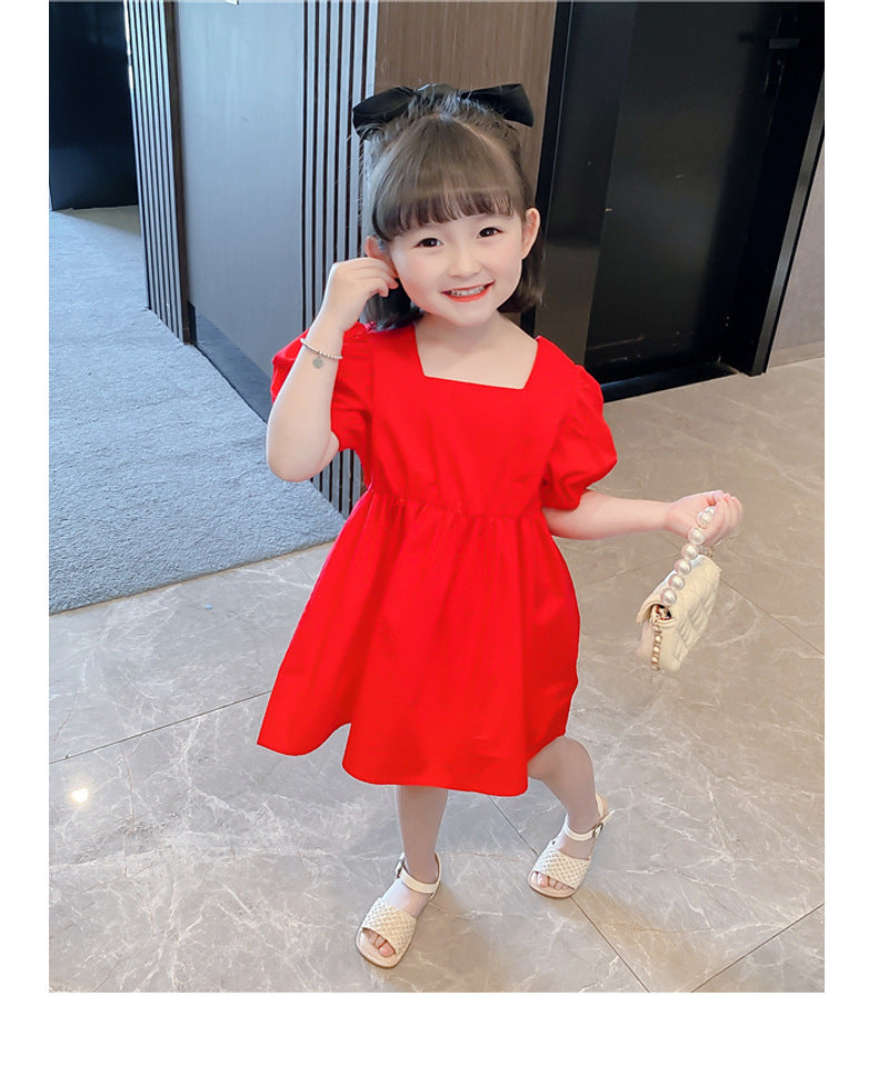 Princess Dress Red Children's Western Style Baby Girl Bow Skirt